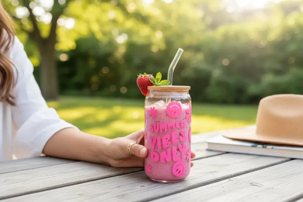 Verre transparent sublimé  Summer Vibes Rose