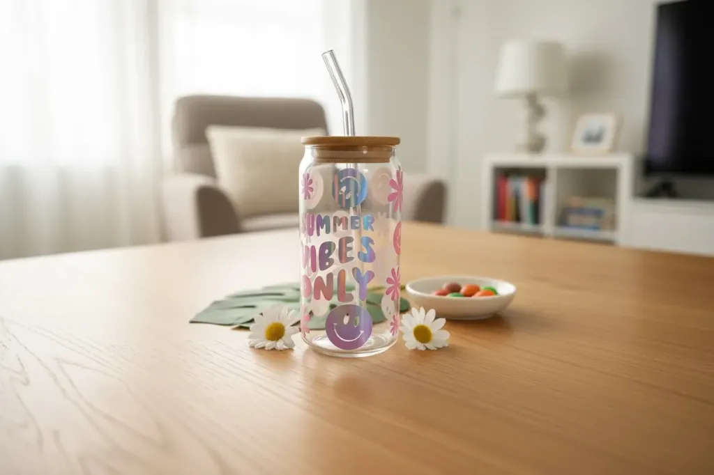 Verre transparent sublimé  Summer Vibes Holographique