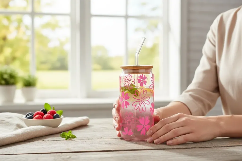 Verre transparent sublimé  Flower Rose